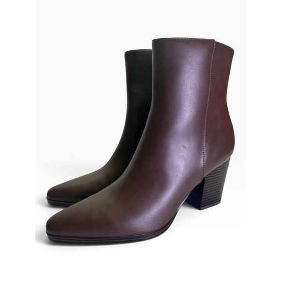 Unisa Shoes - UNISA Women Pointed Toe Block Heel Ankle Boots Brown UNMAYDEN-R Size 8.5 M